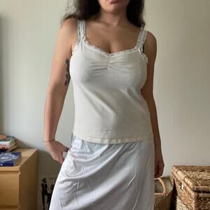 y2k vintage 00s cream lace cami tank | size L